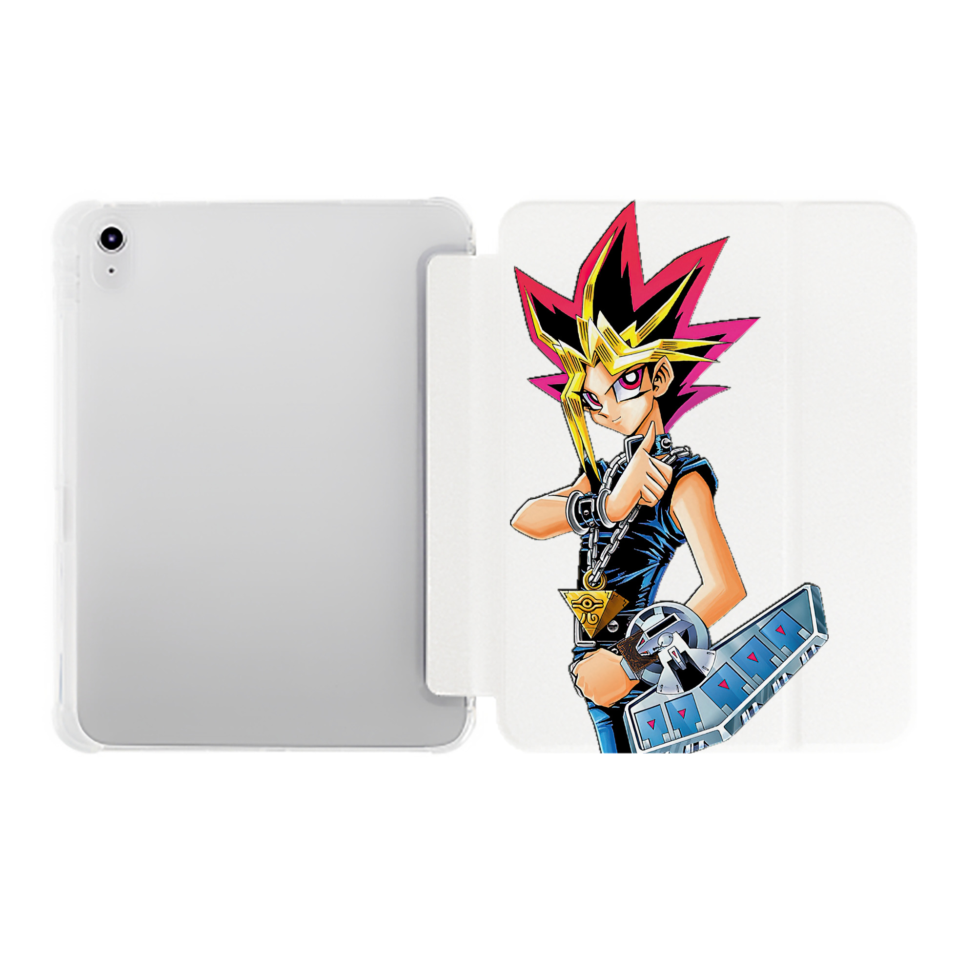 （画像用） 遊☆戯☆王 Yu-Gi-Oh! IPad ケース ペン収納付き 三つ折りスタンド PUレザー×シリコン 対応機種9.5/10.5/10.9インチ
